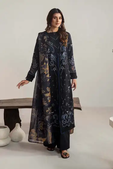 Neeshay Luxury Embroidered 3-Piece Airjet Dhanak Suit – Winter Collection 2025 Neeshay Airjet Dhanak embroidered 3-piece unstitched winter suit with printed twill wool shawl and plain trouser, 2025 collection.