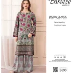 BAREEZE Digital Printed Linen Shirt with Trouser, unstitched 2-piece suit for winter collection 2025, available in multiple colors.