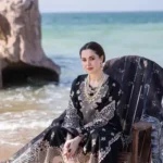 Qalamkar unstitched embroidered Dhanak suit with digital wool shawl dupatta and dyed trouser, from Winter Collection 2025.