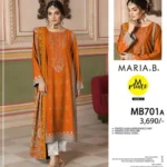 MARIA.B 3-piece unstitched embroidered linen suit with digital print shirt, wool shawl dupatta, and self trouser, premium winter collection 2025.