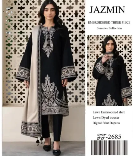 Jazmin 2685 Airjet Lawn 3 Piece Embroidered Suit | SheraziShoppingCenter