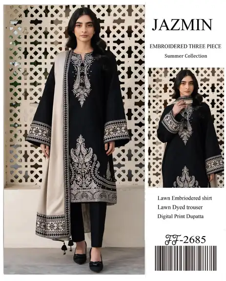 Jazmin 2685 Pure Airjet Lawn Collection | SheraziShoppingCenter Jazmin 2685 Airjet Lawn 3 Piece Embroidered Suit | SheraziShoppingCenter
