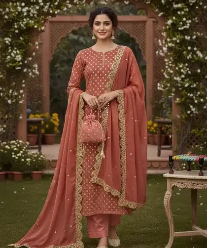 Fancy 4 Piece Chiffon Dress with 9MM Sheesha Pani Work | SheraziShoppingCenter