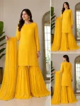Wedding 3 Piece Chiffon Garara Dress with 9MM Sequence Embroidery | SheraziShoppingCenter