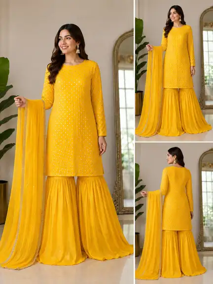 dding 3 Piece 9MM Sequence Embroidered Garara | SheraziShoppingCenter Wedding 3 Piece Chiffon Garara Dress with 9MM Sequence Embroidery | SheraziShoppingCenter
