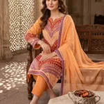 Maria B Style Chikankari Jaal Lawn 3 Piece Suit with Chiffon Cut Work Dupatta
