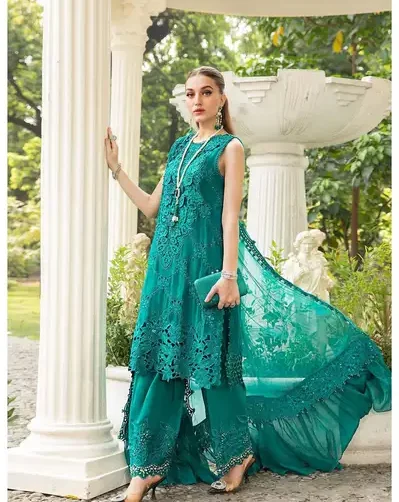 Maria B 2026 Chiffon 3 Piece Heavy Embroidered Suit | SheraziShoppingCenter