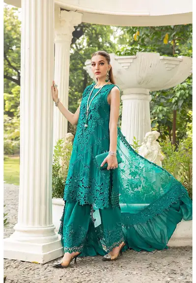 Maria B 2026 Premium Chiffon Collection | SheraziShoppingCenter Maria B 2026 Chiffon 3 Piece Heavy Embroidered Suit | SheraziShoppingCenter