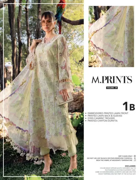 Maria B Butterfly Lawn Collection 2026 MPT-2901 Maria B Butterfly Embroidered Lawn 3 Piece Suit with Chiffon Dupatta
