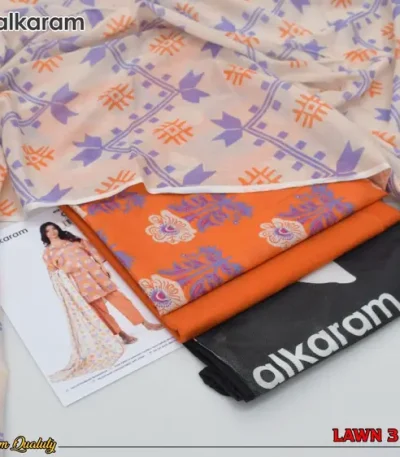 Alkaram Studio Summer 2025 Lawn Suit – Digital Printed Shirt with Voil Dupatta