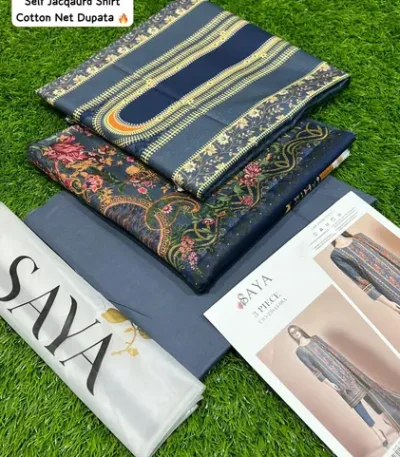 SAYA 3PC Summer Lawn Suit 2025 – Original Outlet Printed Shirt, Dupatta & Trouser